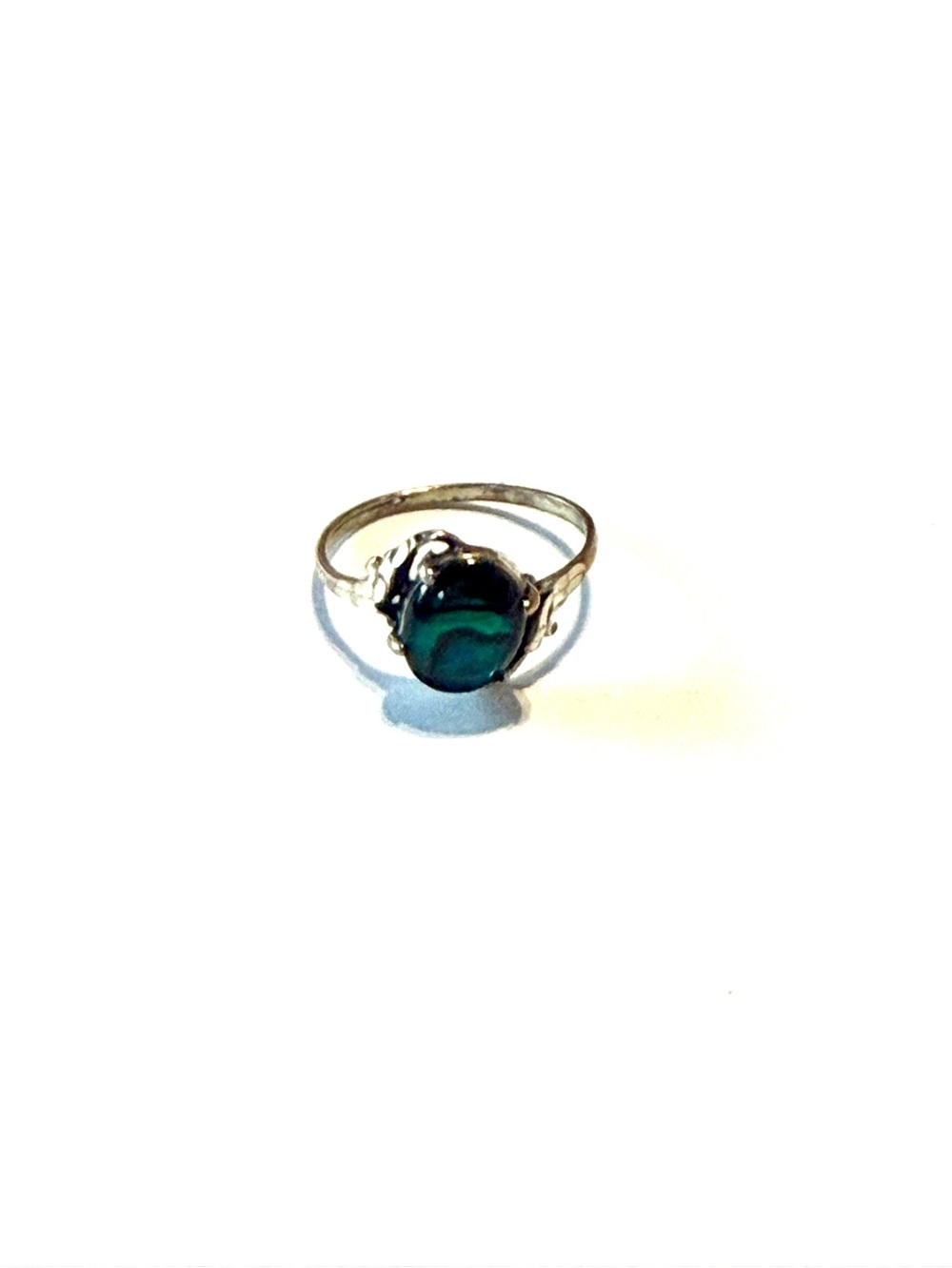 Sterling Silver 925 Ring with Deep Blue Green Stone